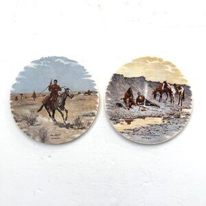 Vintage England H&R Johnson Ceramic Tiles Remington Artwork Western The Flight